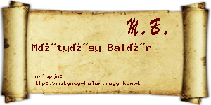 Mátyásy Balár névjegykártya
